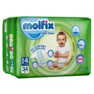 پوشک مولفیکس ایرانی سایز 4 بسته 34 عددی Molfix